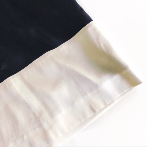 * THEORY Silk Colorblock Dress Theory Navy Ivory - Picture 4 of 4